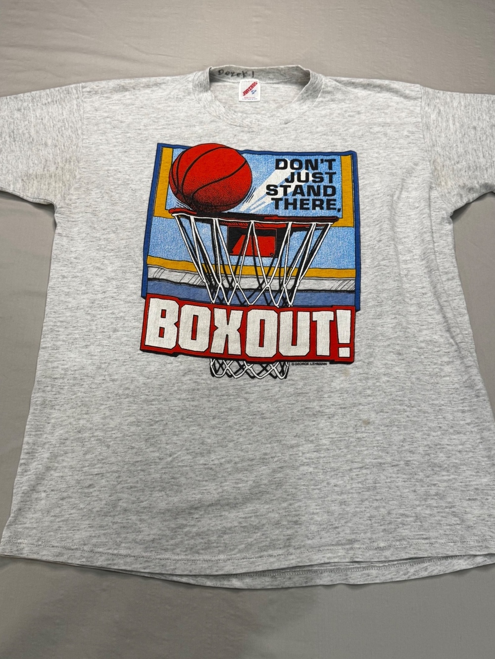 Vintage 90s Basketball BOXOUT T Shirt XL Jerzees USA Made Single Stitch Mens